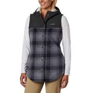 Columbia Black and Gray Plaid Vest